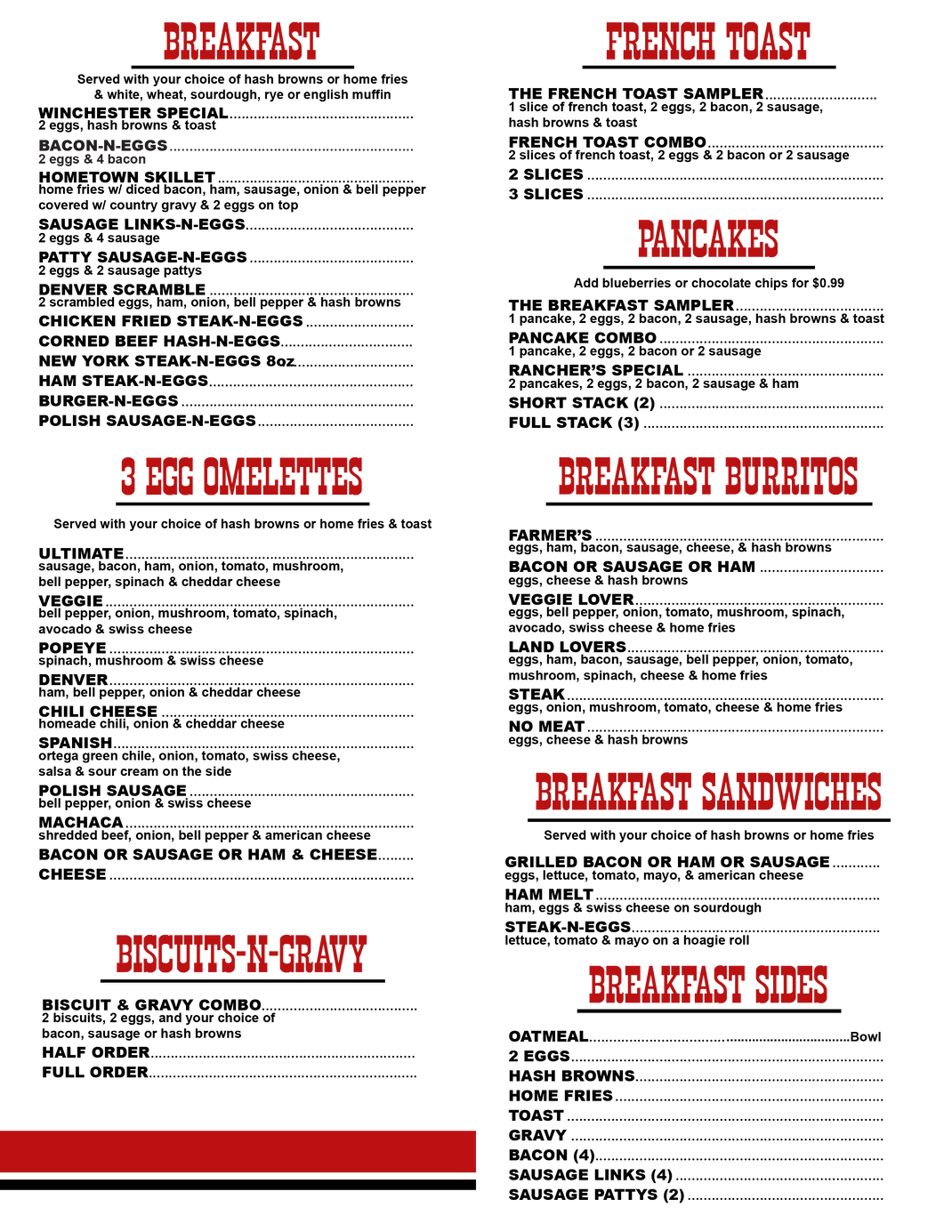 Menu 2 Jolene's Country Kitchen